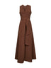 Brown viscose and linen Alongi long dress