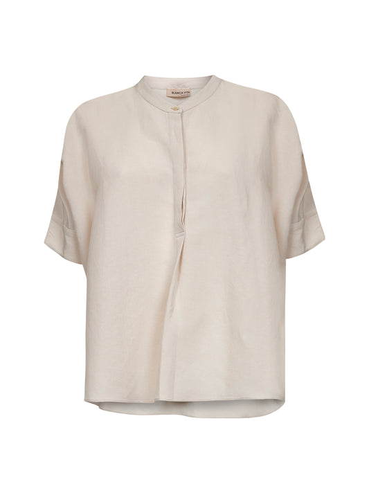Ecru viscose and linen Brida tunic shirt