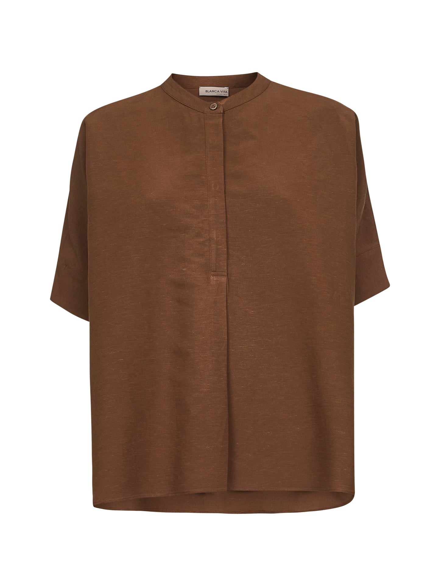 Brown viscose and linen Brida tunic shirt