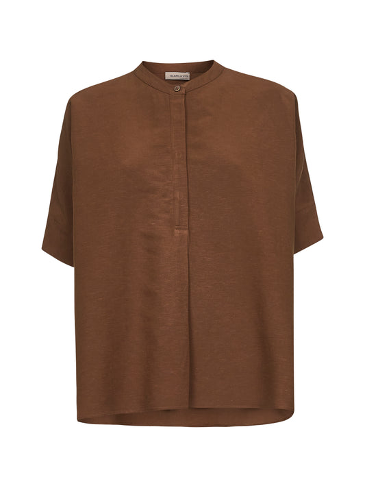 Brown viscose and linen Brida tunic shirt