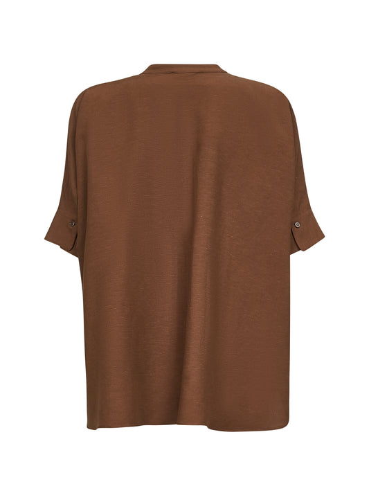 Brown viscose and linen Brida tunic shirt