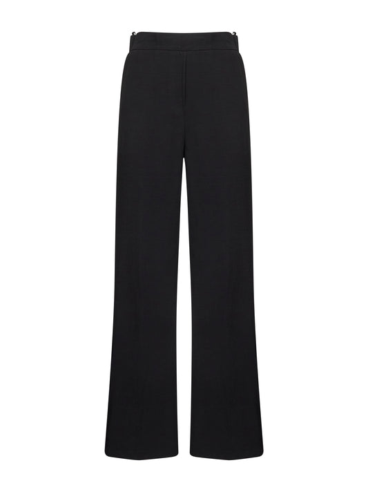 Black viscose and linen Prinea trousers