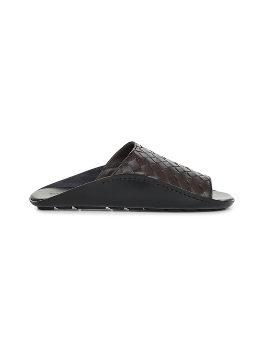 Brown Intrecciato leather Wave mule