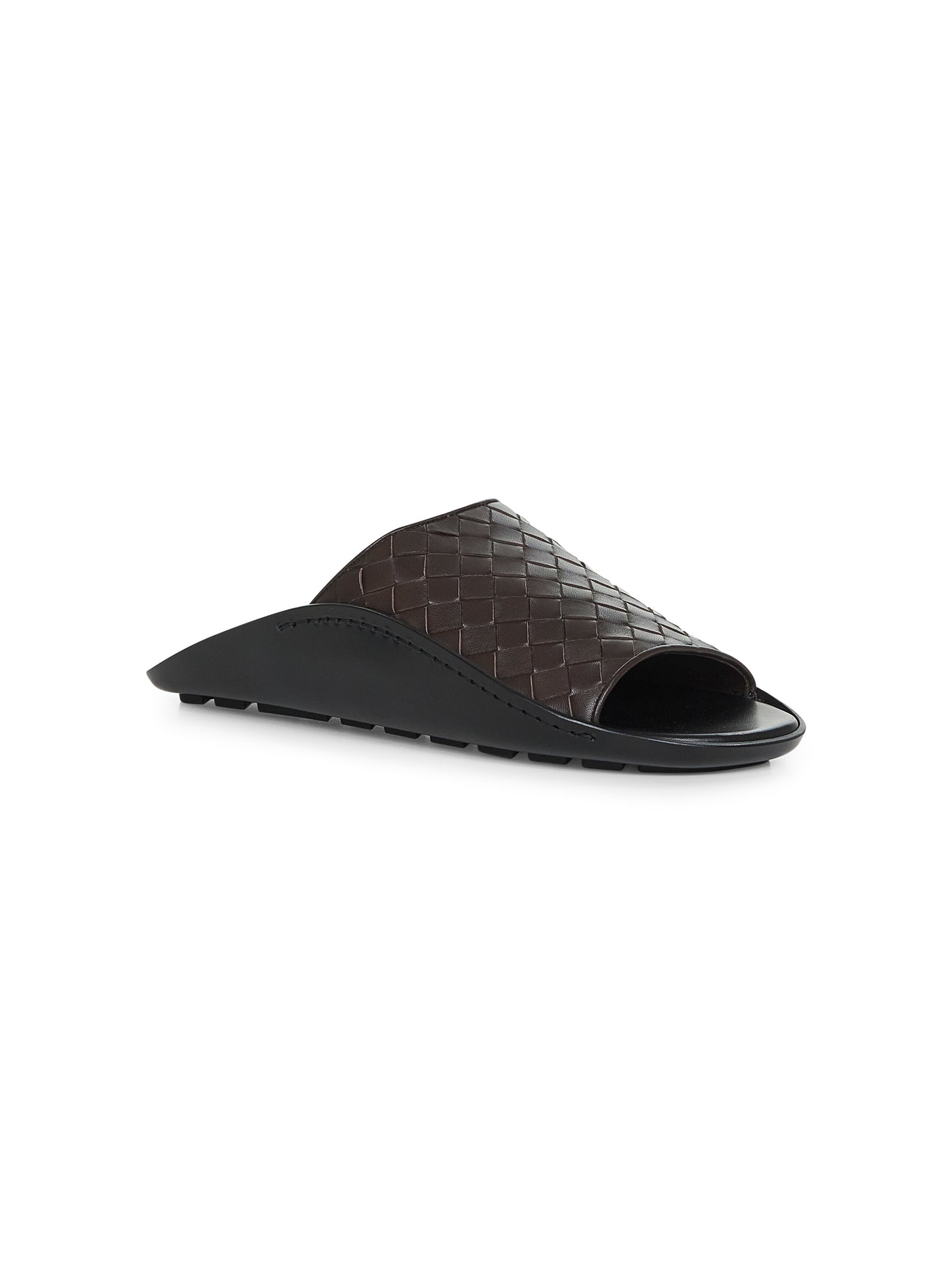 Brown Intrecciato leather Wave mule