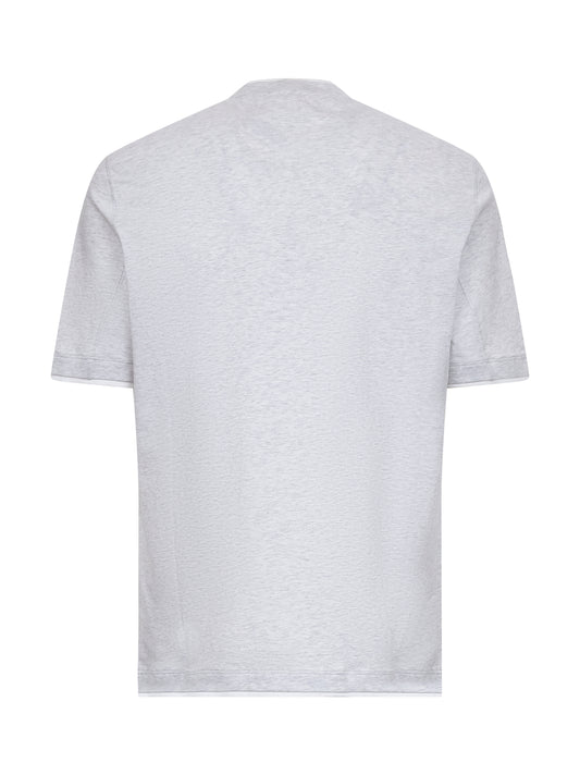 T-shirt in cotone bianco con Faux Layering