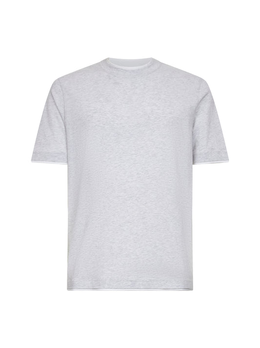 T-shirt in cotone bianco con Faux Layering
