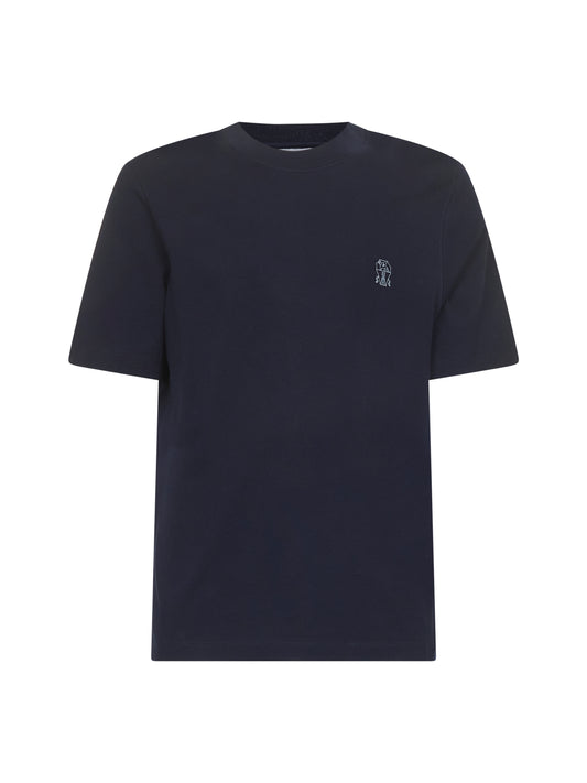 T-shirt blu con stemma Solomeo