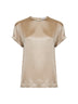 Beige stretch silk satin monili blouse