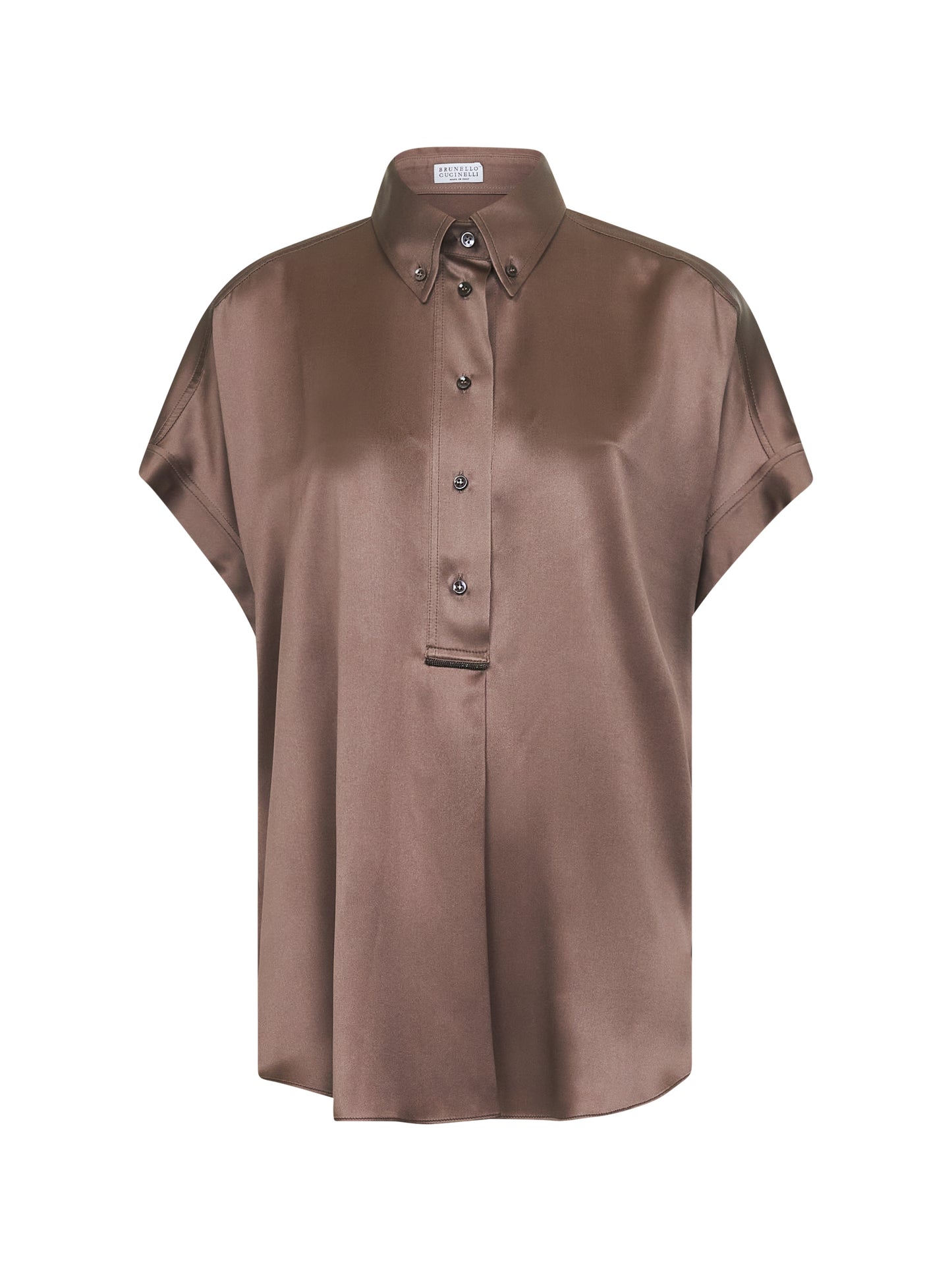 Brown satin monili shirt