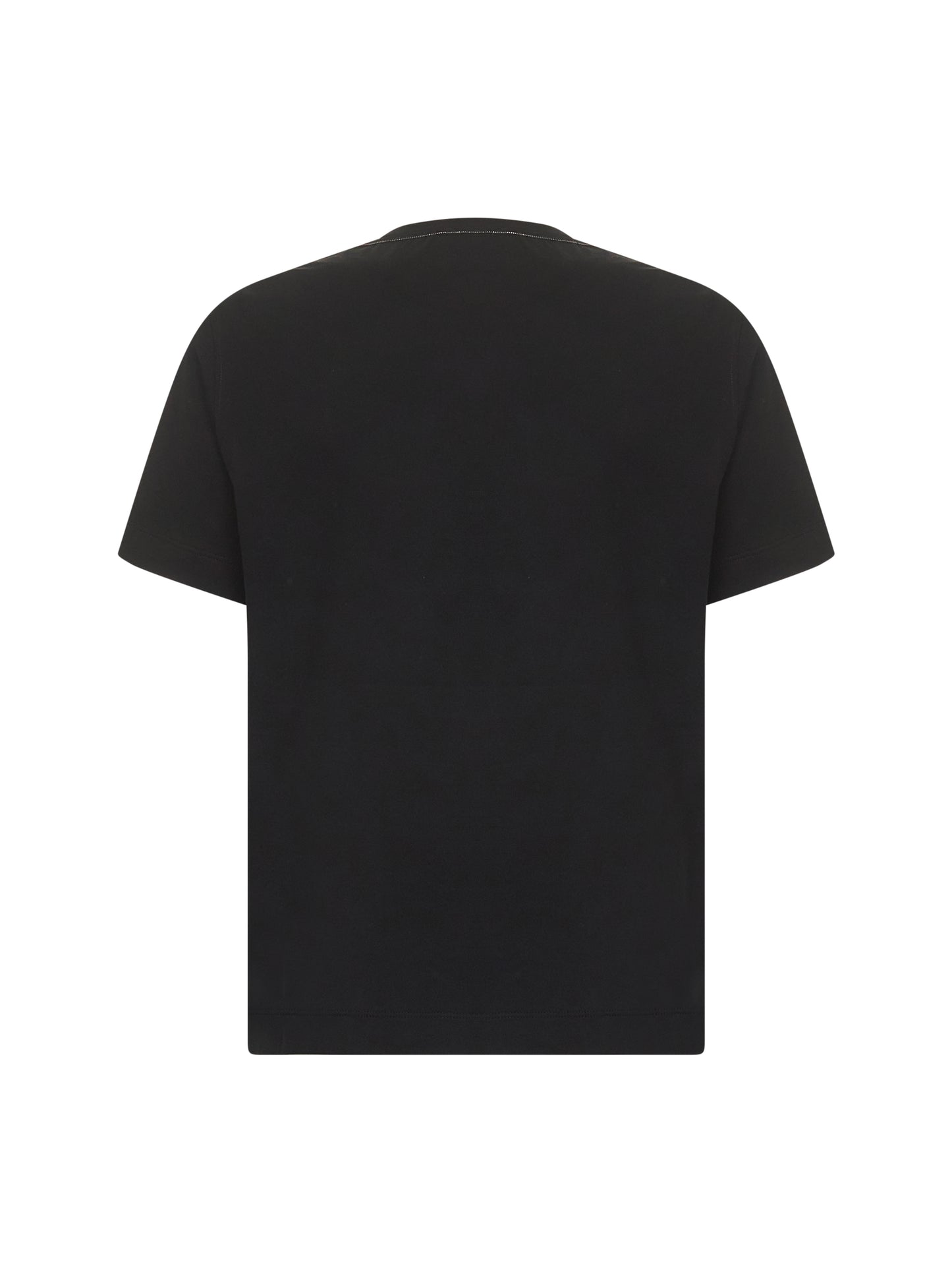 T-shirt in jersey di cotone nero con monile