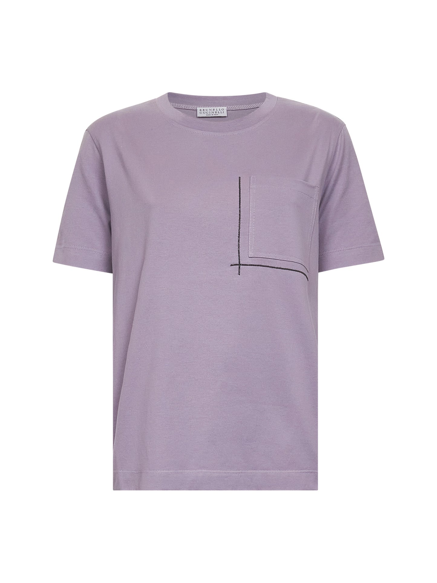 Purple jersey Shiny Pocket Detail T-Shirt
