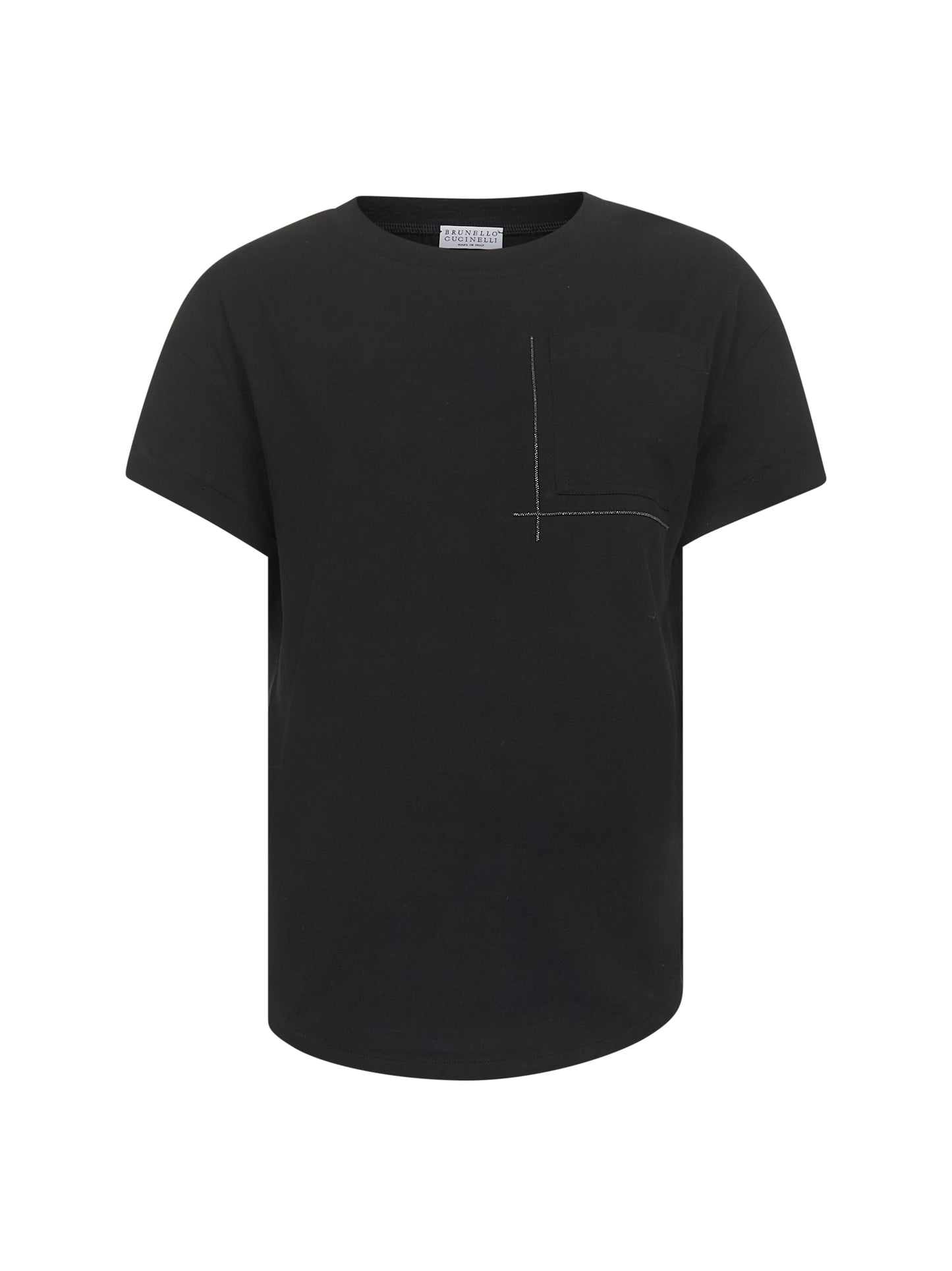 Black jersey Shiny Pocket Detail T-shirt