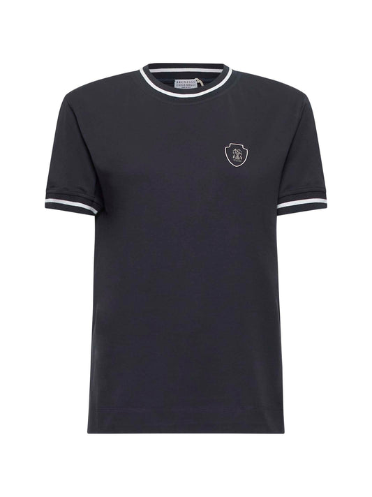 T-shirt in cotone blu con logo