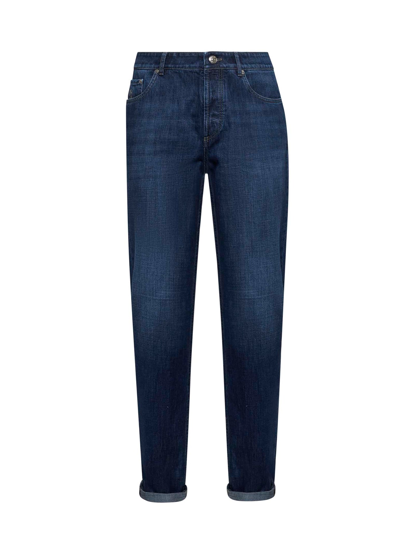 Blue denim traditional fit jeans