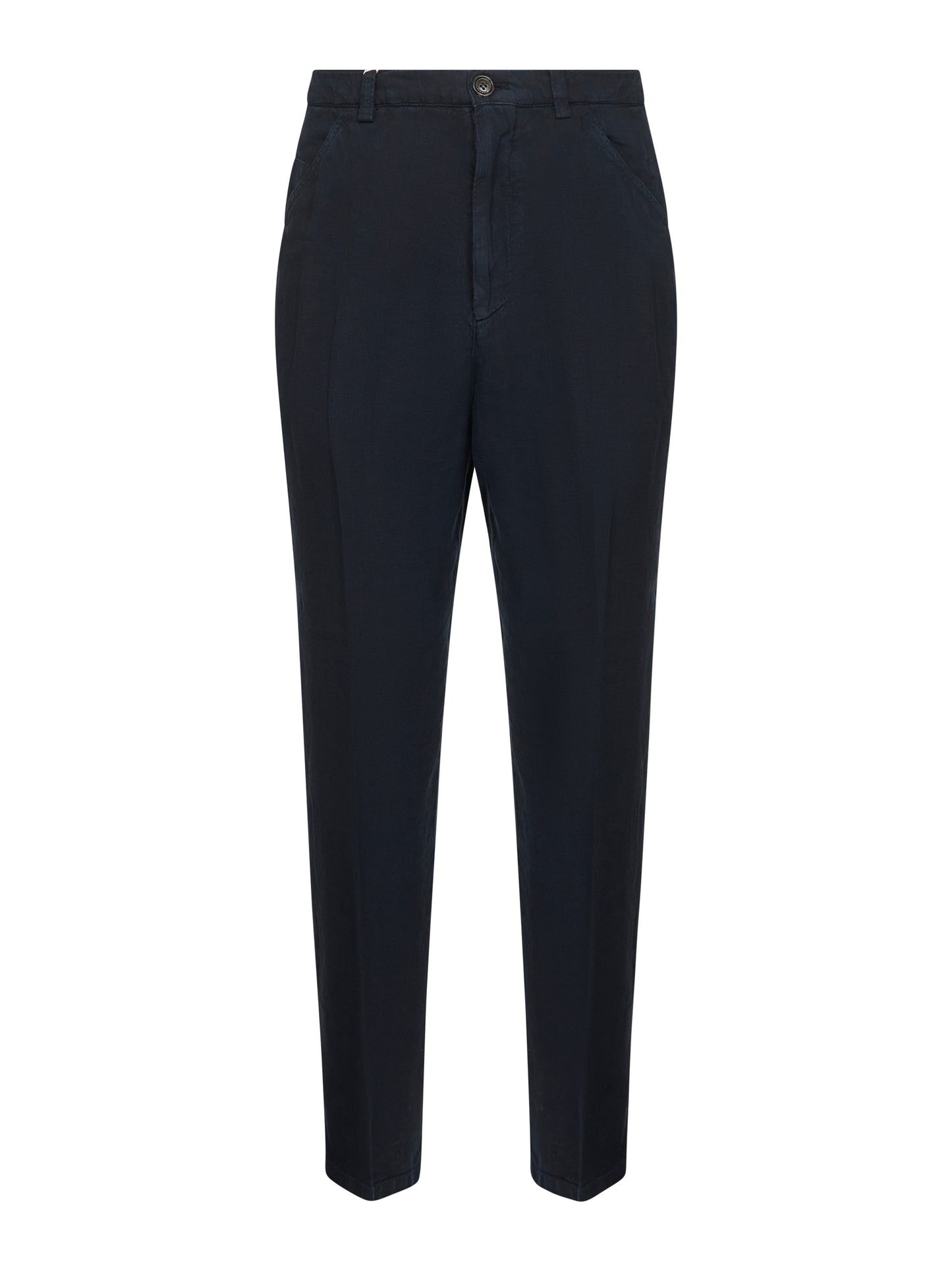 Pantaloni leisure fit in tela di lino comfort blu