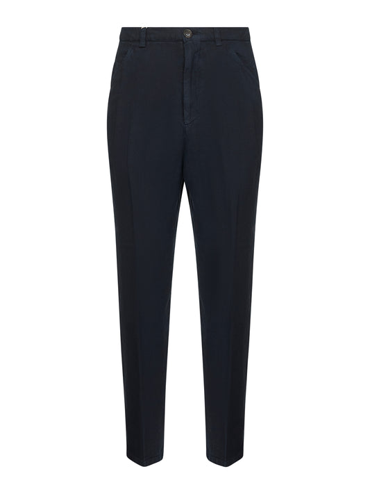 Pantaloni leisure fit in tela di lino comfort blu