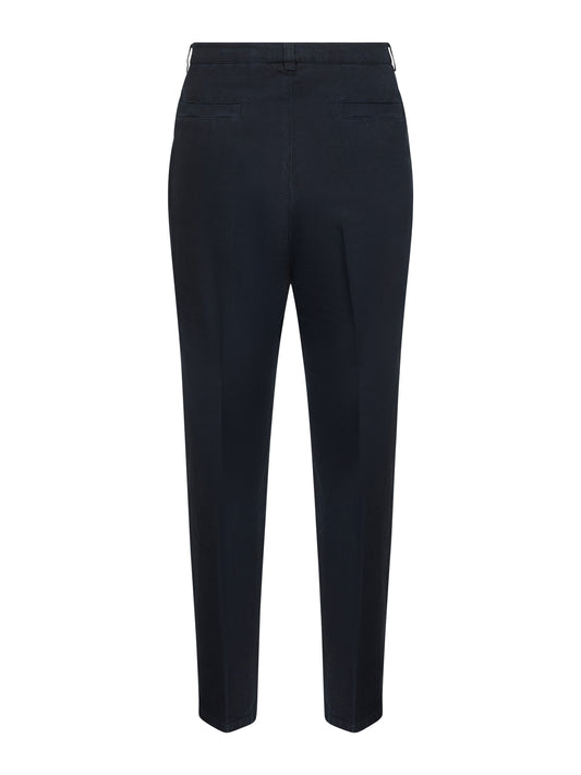 Pantaloni leisure fit in tela di lino comfort blu