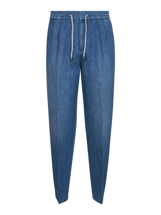 Pantalone leisure fit in denim blu medio