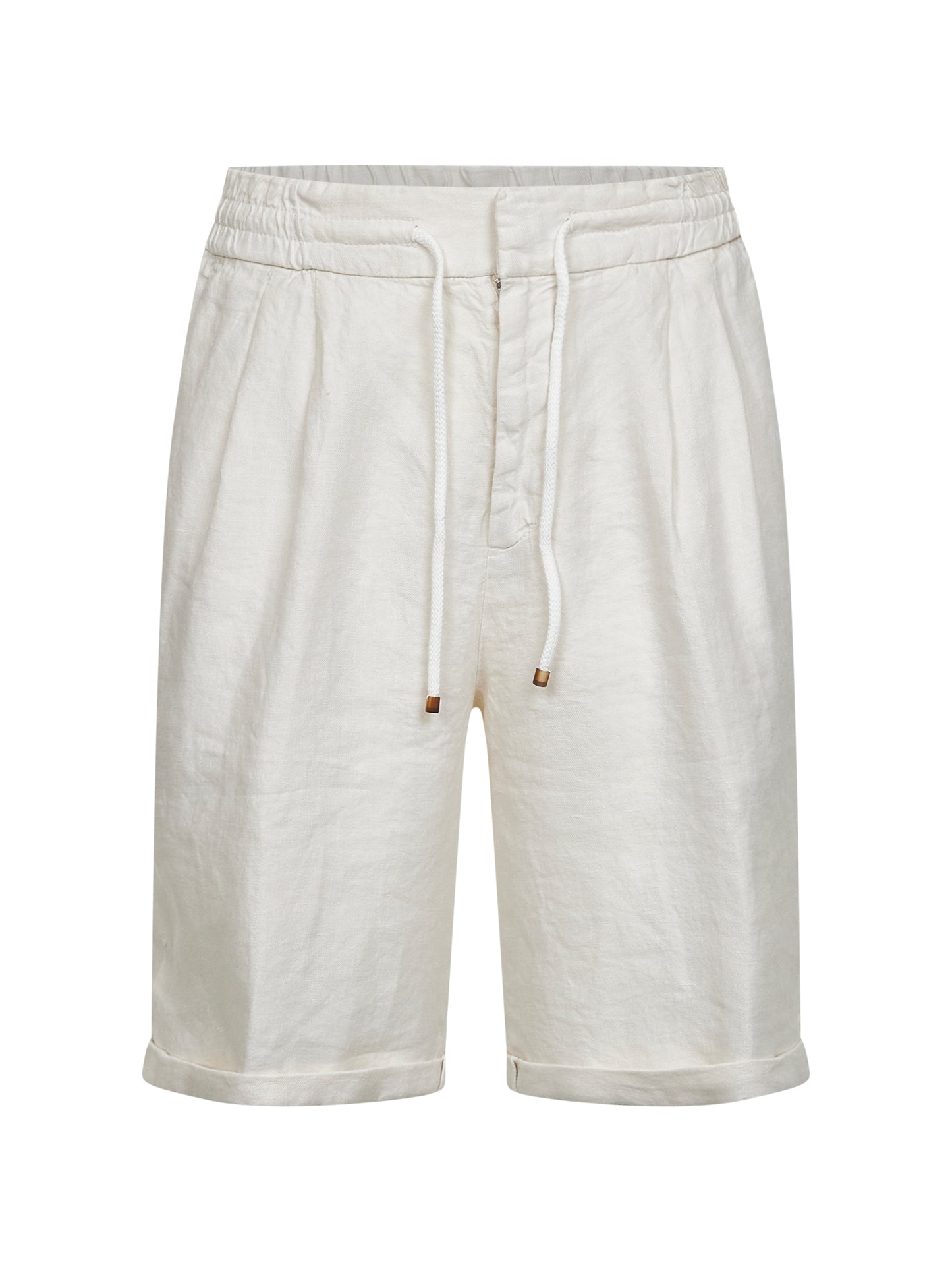 Ivory linen gabardine Bermuda shorts