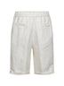 Ivory linen gabardine Bermuda shorts