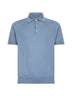 Light blue lightweight cotton knit polo shirt<BR/>