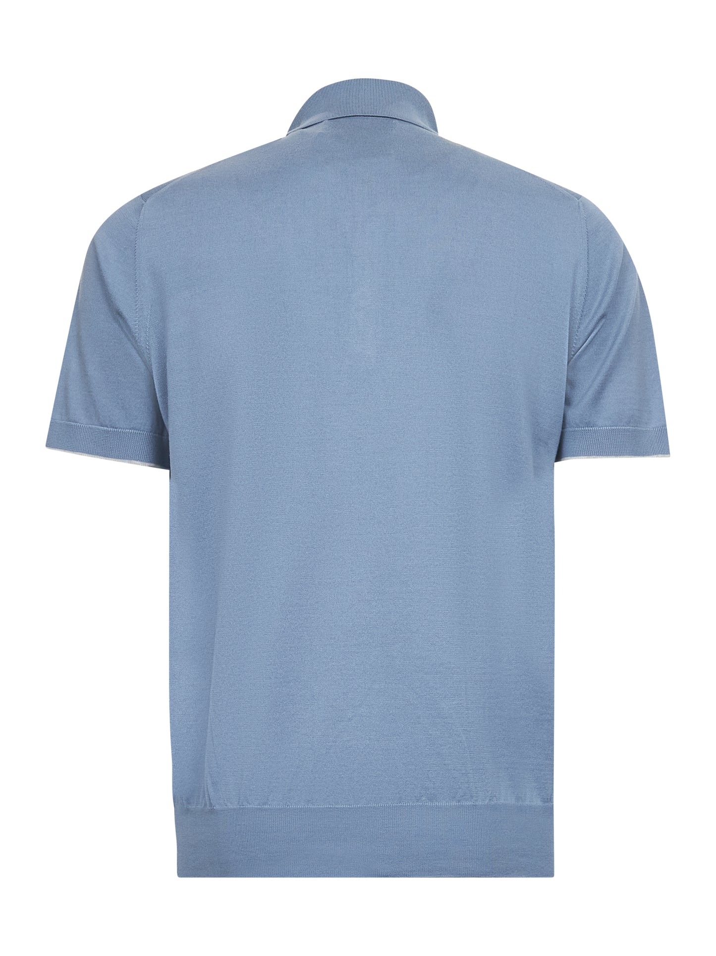 Light blue lightweight cotton knit polo shirt<BR/>
