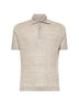 Beige linen and cotton knit polo shirt