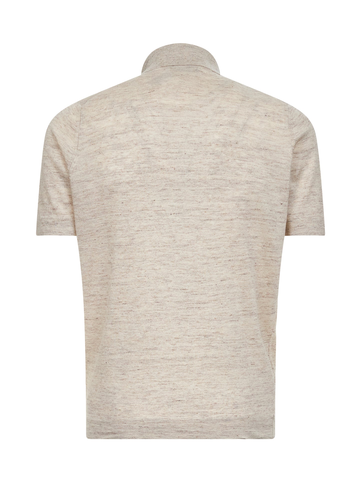 Beige linen and cotton knit polo shirt