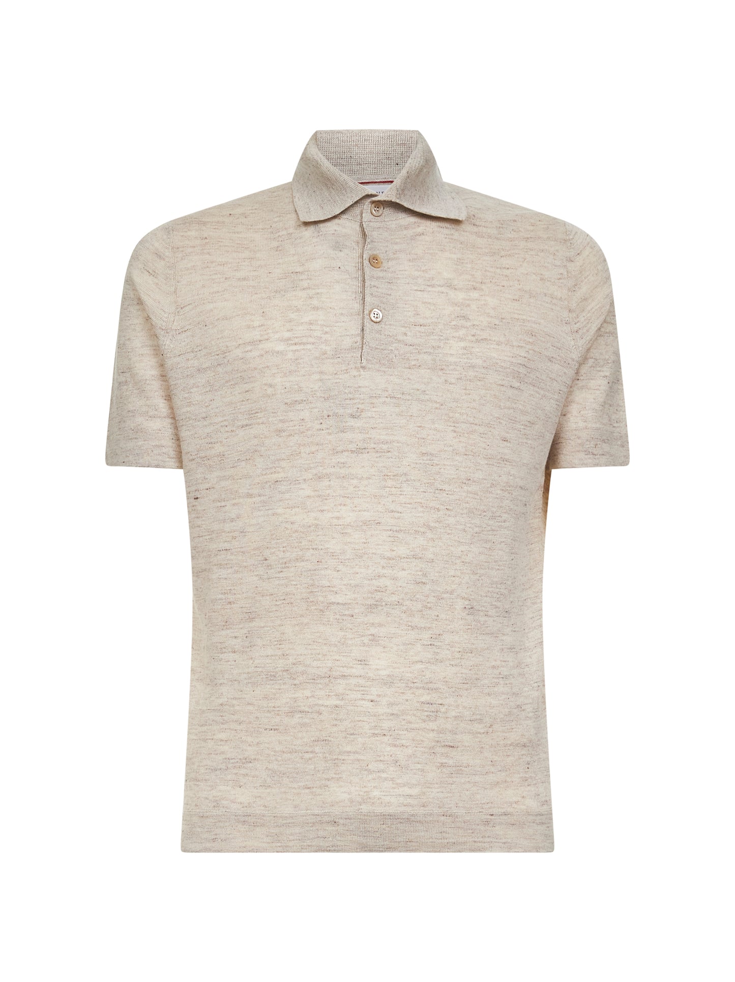 Polo in maglia di lino e cotone beige