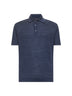 Polo in maglia di lino e cotone blu