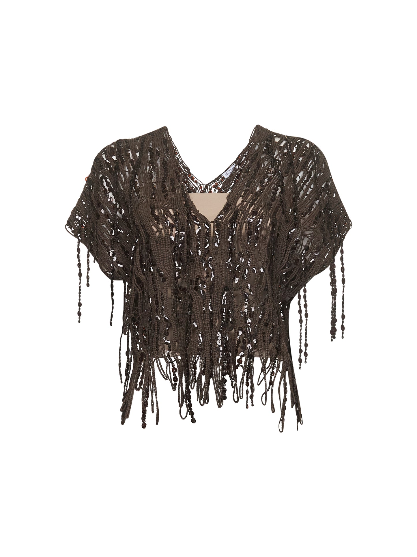 Brown knit Dazzling Abstract Embroidery top
