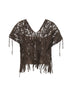 Brown knit Dazzling Abstract Embroidery top
