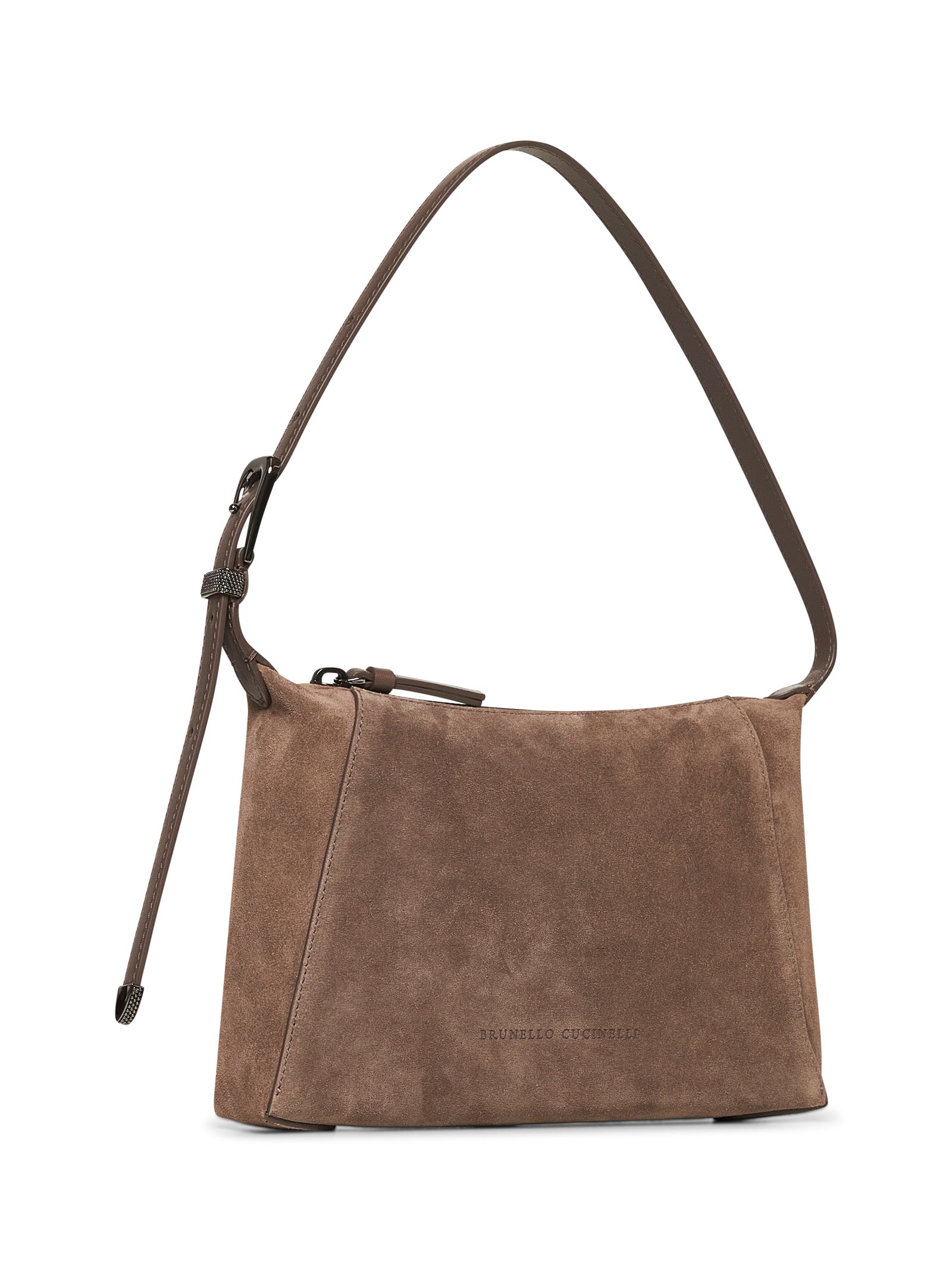 【VIP価格】BRUNELLO CUCINELLI BC Duo Shoulder Bag BC Duo suede shoulder bag in grey - Brunello Cucinelli