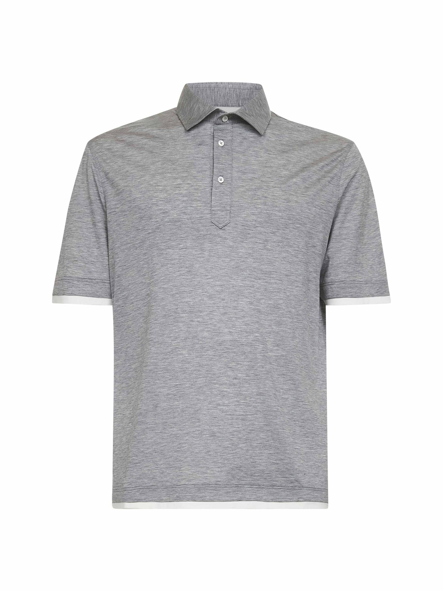 Grey jersey Faux-Layering polo shirt