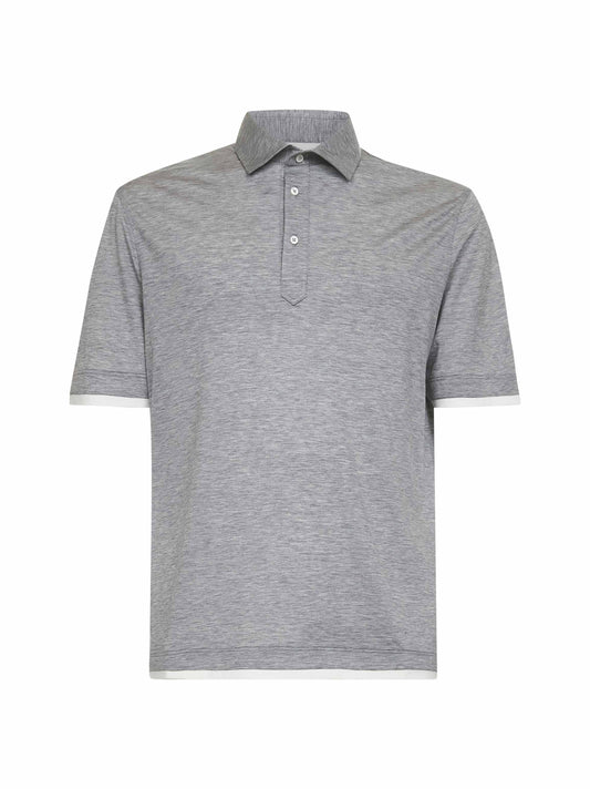 Grey jersey Faux-Layering polo shirt