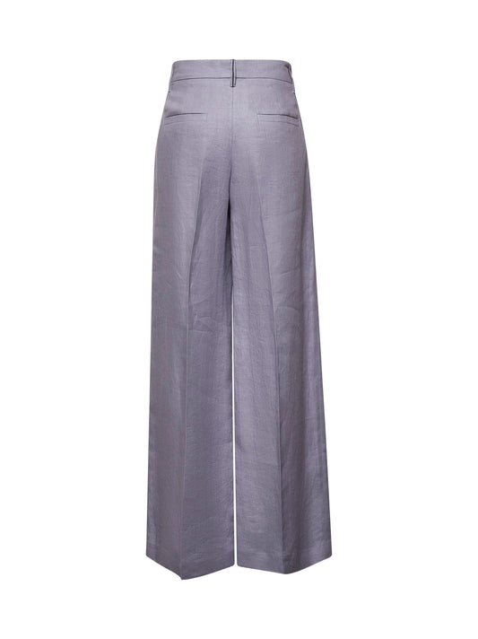 Purple gabardine Loose Pleated trousers