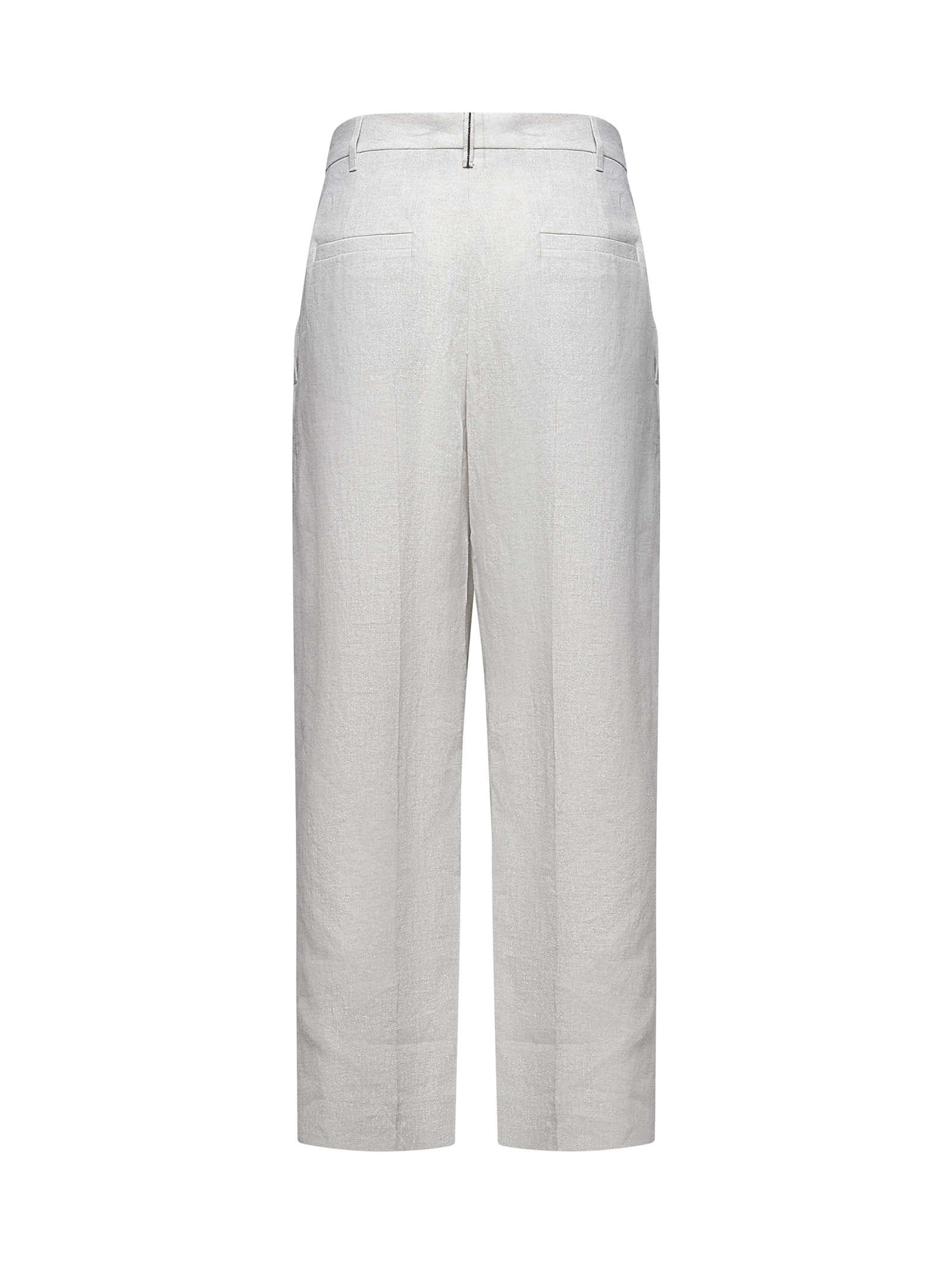 Beige Sparkling canvas Slouchy trousers – Daniello.com
