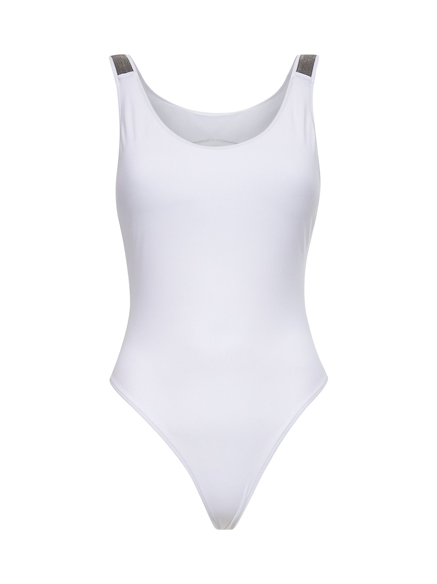 Costume intero in jersey techno bianco con Precious Details