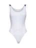 Costume intero in jersey techno bianco con Precious Details