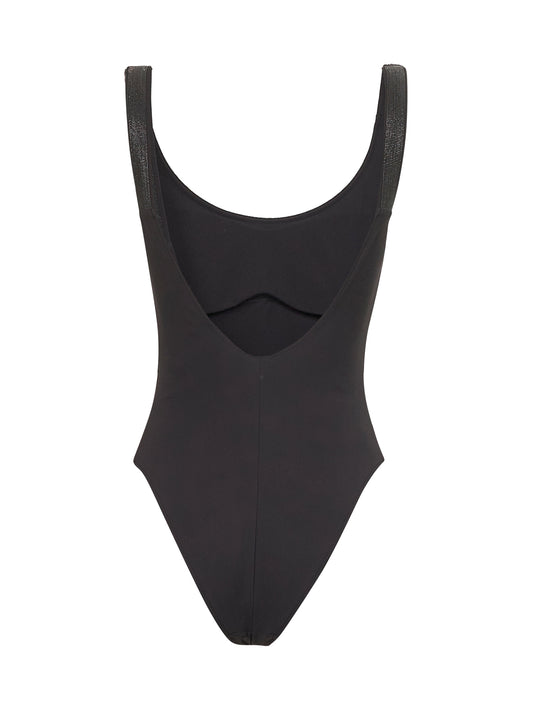 Costume intero in jersey techno marrone con Precious Details