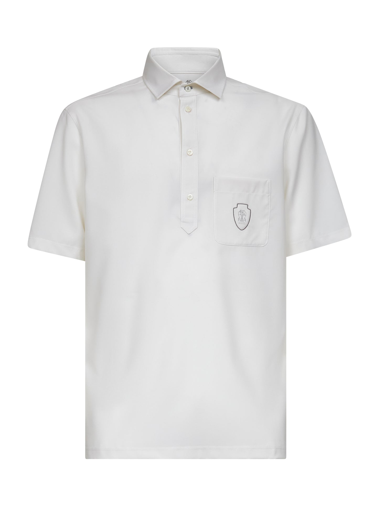 Ivory virgin wool canvas logo polo shirt