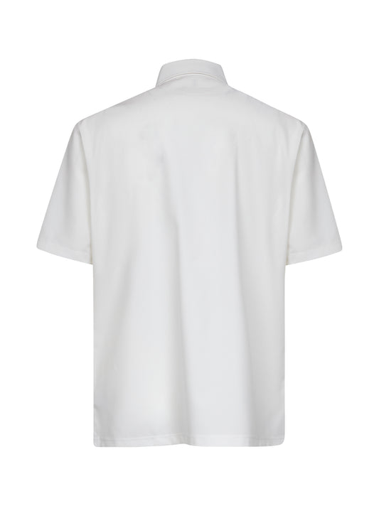 Ivory virgin wool canvas logo polo shirt