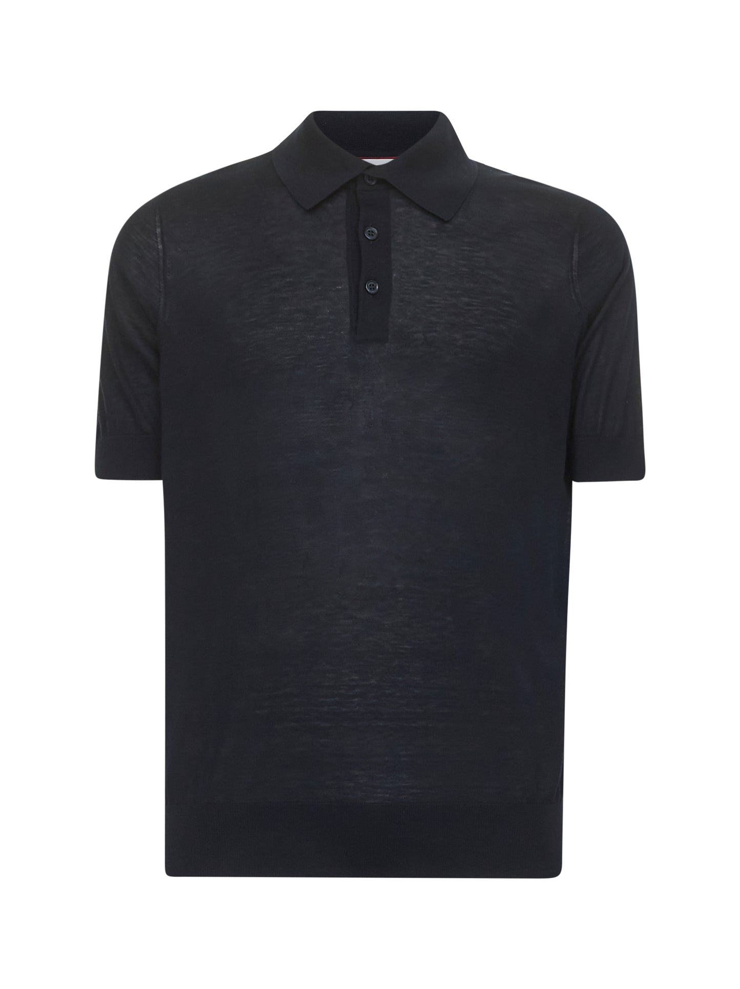 Blue silk and cotton Extra-light knit polo shirt
