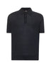 Blue silk and cotton Extra-light knit polo shirt