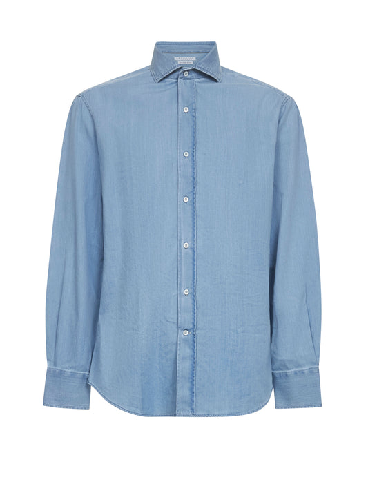 Light blue denim slim fit shirt