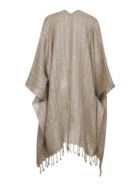 Beige Sparkling striped linen cape