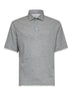 Grey melange linen and cotton polo shirt