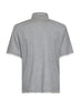 Grey melange linen and cotton polo shirt