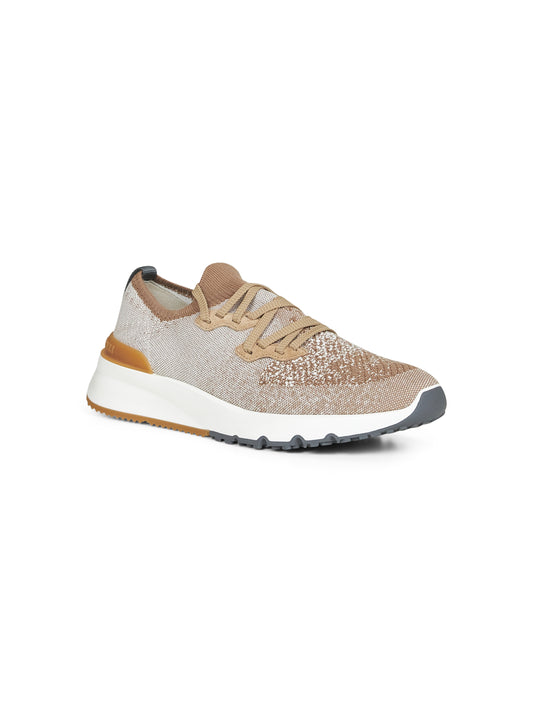 Runners in maglia chiné beige
