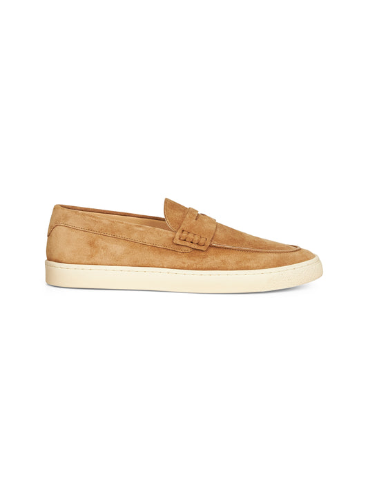 Camel suede loafer sneakers